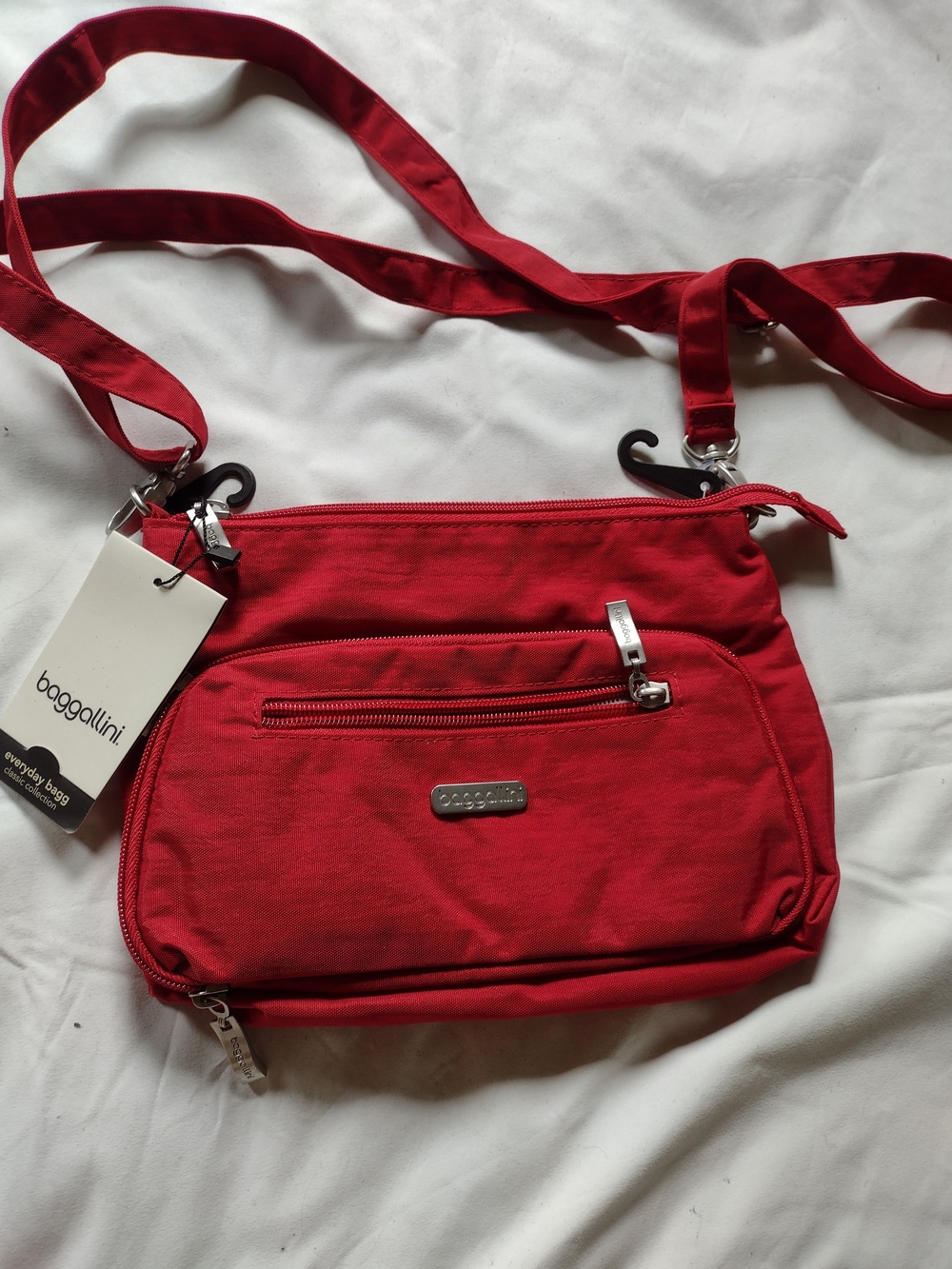 Baggallini Red Crossbody Bag with Silver Hardware